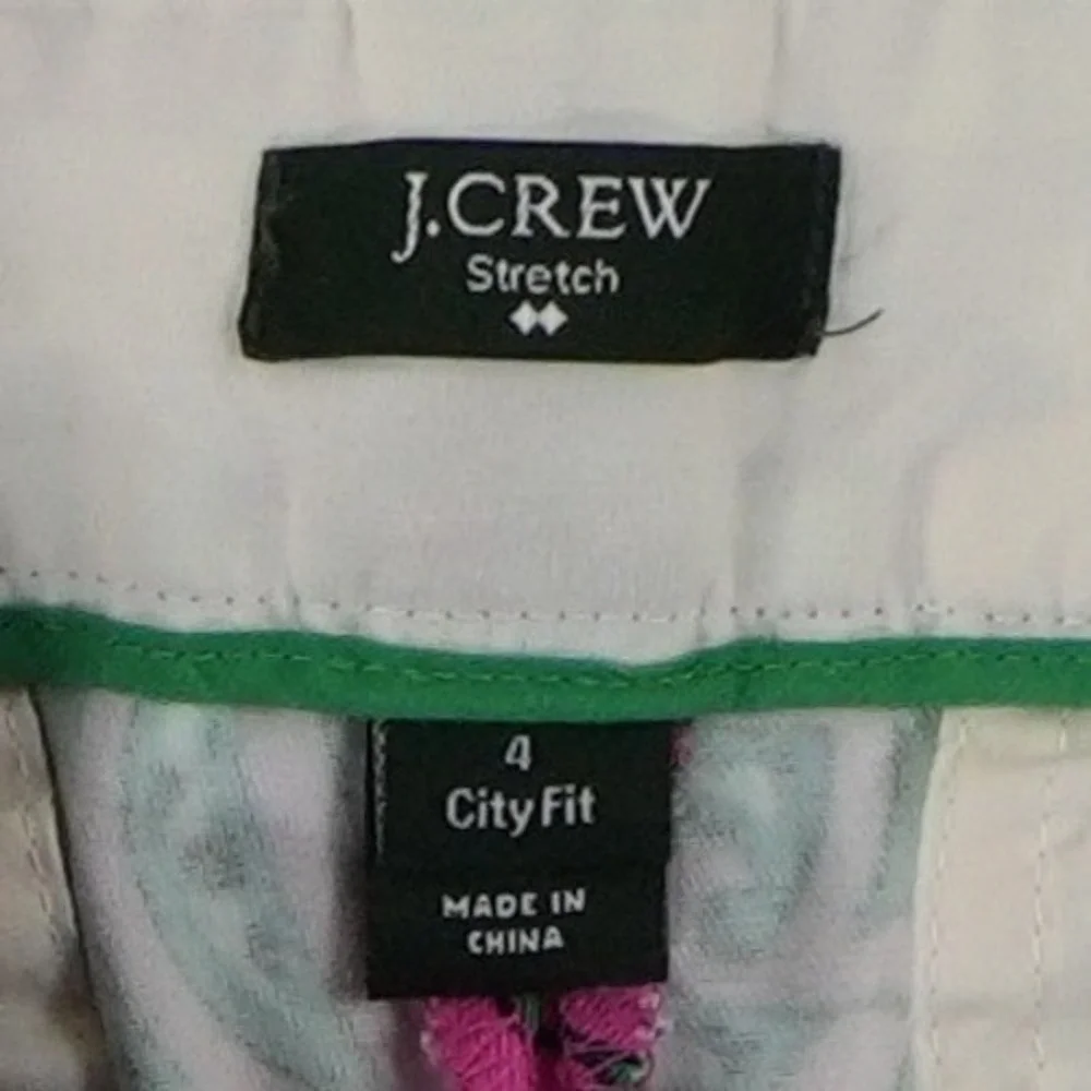 J. Crew City Fit Shorts Women's Size 4 Pink Black Geometric Cotton Stretch